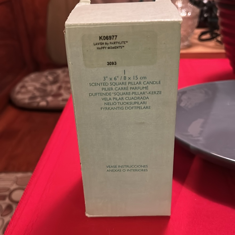 Brand new in box Lavish by Partylite tall pillar candle, Happy Moments - Picture 2 of 5